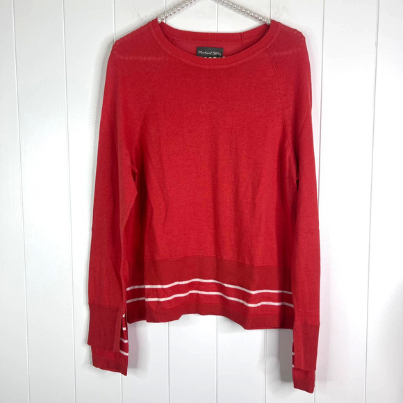 Michael Stars Coral Light Weight Sweater with Stripped Hem Detailing SZ L - Picture 1 of 8
